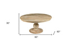 48" Natural Solid Wood Pedestal Base Round Top Dining Table