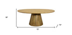 72" Natural Solid Wood Pedestal Base Round Top Dining Table