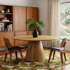 72" Natural Solid Wood Pedestal Base Round Top Dining Table