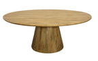 72" Natural Solid Wood Pedestal Base Round Top Dining Table