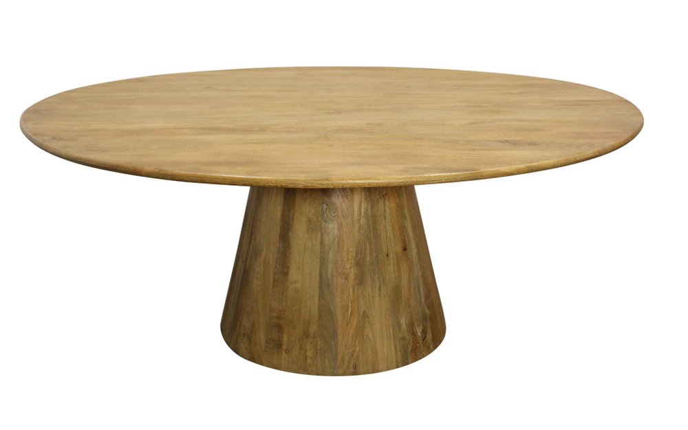72" Natural Solid Wood Pedestal Base Round Top Dining Table