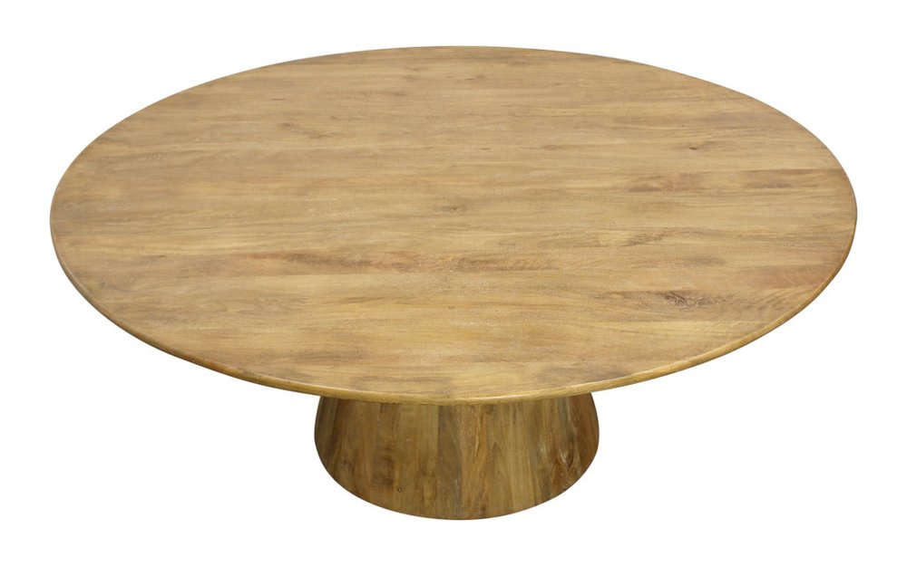 72" Natural Solid Wood Pedestal Base Round Top Dining Table