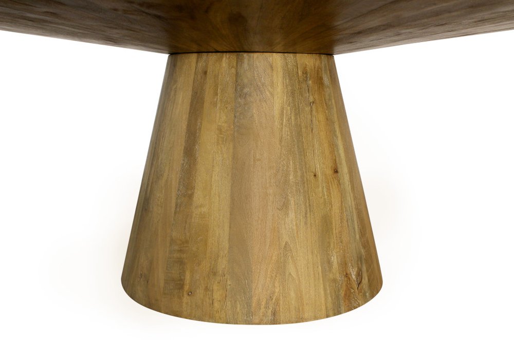 72" Natural Solid Wood Pedestal Base Round Top Dining Table