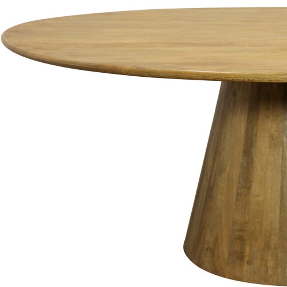 72" Natural Solid Wood Pedestal Base Round Top Dining Table