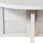 36" White Solid Wood Round Cross Legs Coffee Table