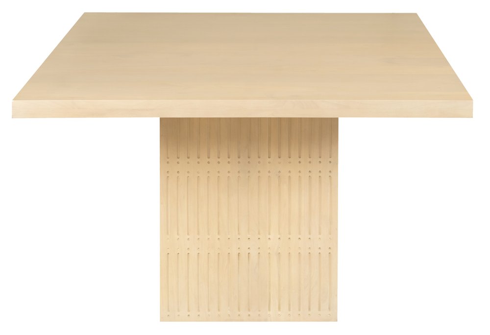 60" Natural Solid Wood Pedestal Base Square Dining Table