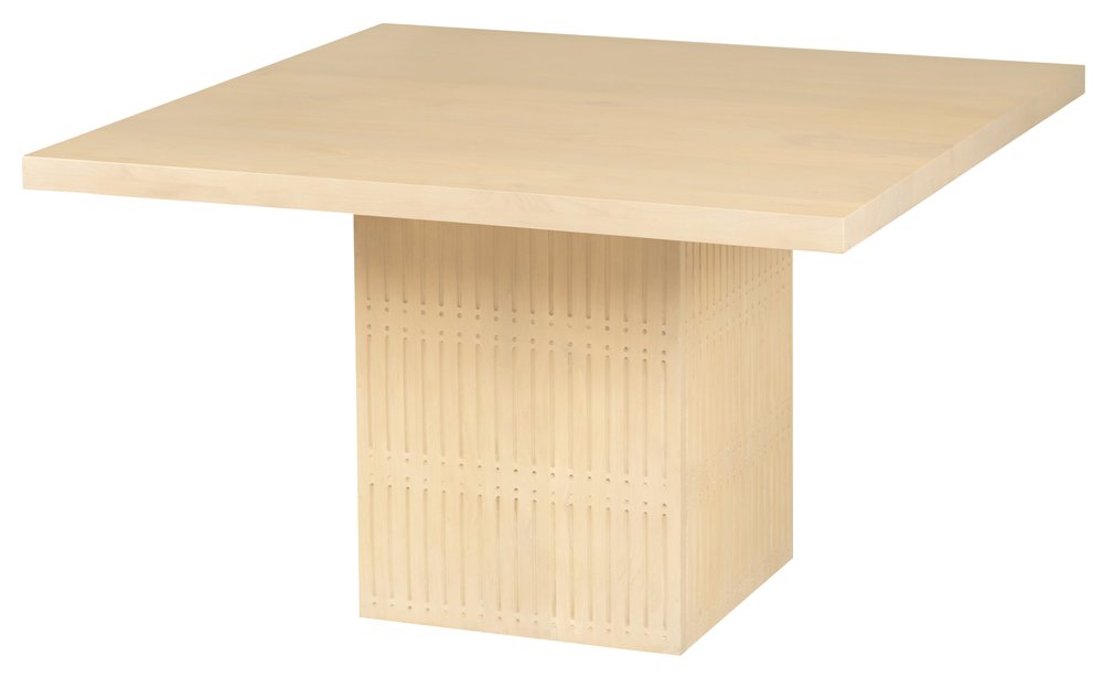 60" Natural Solid Wood Pedestal Base Square Dining Table