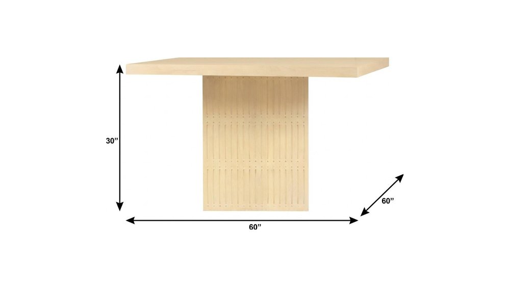 60" Natural Solid Wood Pedestal Base Square Dining Table