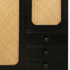 32" Black Distressed Solid Wood Three Drawer Sideboard with Two Doors