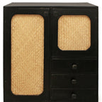 32" Black Distressed Solid Wood Three Drawer Sideboard with Two Doors