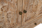 48" White Distressed Solid Wood Carved Floral Two Drawer Sideboard With Two Doors