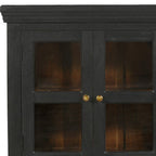 62" Charcoal Distressed Solid Wood Sideboard with Four Glass Doors