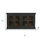 62" Charcoal Distressed Solid Wood Sideboard with Four Glass Doors