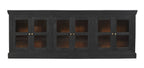 93" Charcoal Distressed Solid Wood Sideboard With Six Glass Doors