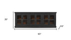 93" Charcoal Distressed Solid Wood Sideboard With Six Glass Doors