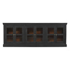 93" Charcoal Distressed Solid Wood Sideboard With Six Glass Doors