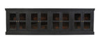 118" Charcoal Distressed Solid Wood Sideboard With 8 Glass Doors
