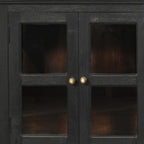 118" Charcoal Distressed Solid Wood Sideboard With 8 Glass Doors