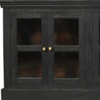 118" Charcoal Distressed Solid Wood Sideboard With 8 Glass Doors