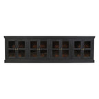 118" Charcoal Distressed Solid Wood Sideboard With 8 Glass Doors