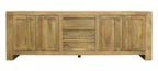 94" Natural Distressed Solid Wood Three Drawer Sideboard With Four Doors