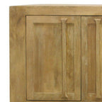 94" Natural Distressed Solid Wood Three Drawer Sideboard With Four Doors