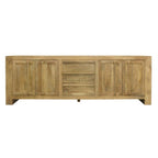 94" Natural Distressed Solid Wood Three Drawer Sideboard With Four Doors