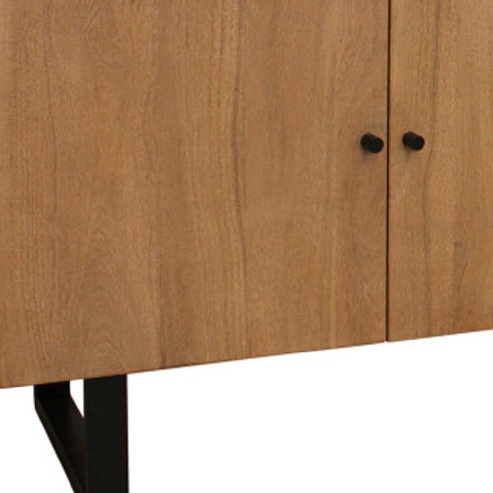 80" Natural Distressed Solid Wood Live Edge Credenza With Four Doors