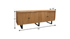 80" Natural Distressed Solid Wood Live Edge Credenza With Four Doors