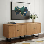 80" Natural Distressed Solid Wood Live Edge Credenza With Four Doors