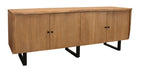 80" Natural Distressed Solid Wood Live Edge Credenza With Four Doors