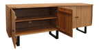 80" Natural Distressed Solid Wood Live Edge Credenza With Four Doors