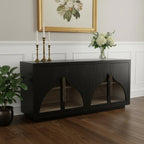 70" Dark Brown Distressed Solid Wood Sideboard With Four Doors