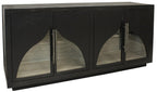 70" Dark Brown Distressed Solid Wood Sideboard With Four Doors