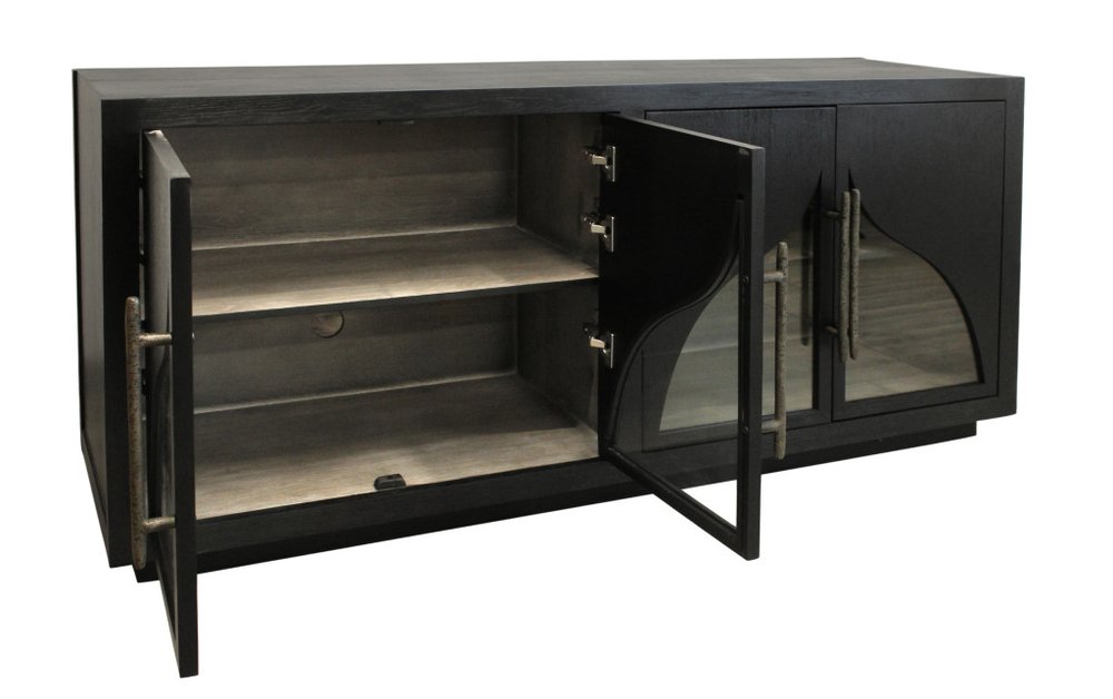 70" Dark Brown Distressed Solid Wood Sideboard With Four Doors