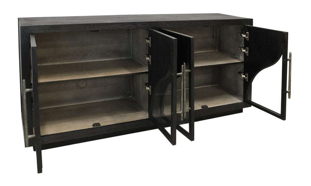 70" Dark Brown Distressed Solid Wood Sideboard With Four Doors