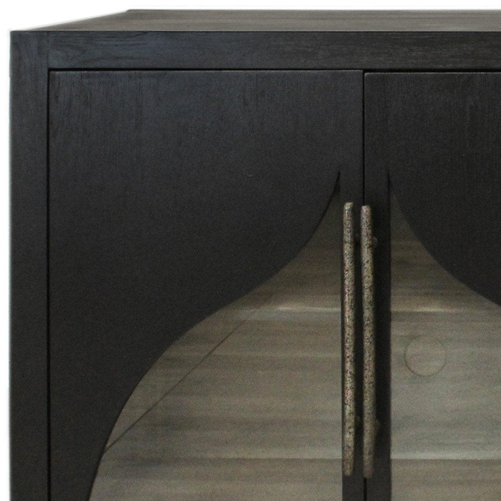 70" Dark Brown Distressed Solid Wood Sideboard With Four Doors