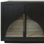 70" Dark Brown Distressed Solid Wood Sideboard With Four Doors