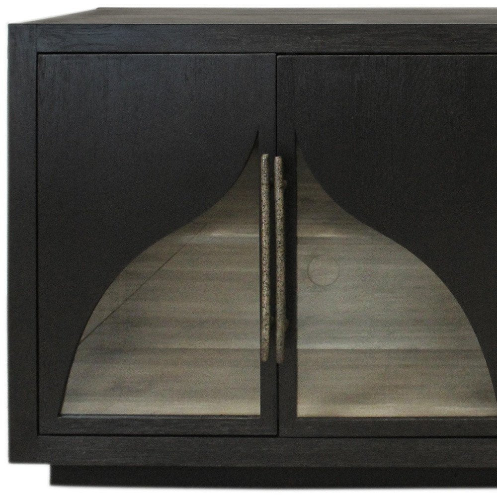 70" Dark Brown Distressed Solid Wood Sideboard With Four Doors
