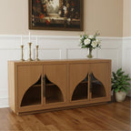 70" Natural Distressed Solid Wood Sideboard with Four Doors