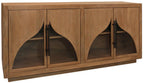 70" Natural Distressed Solid Wood Sideboard with Four Doors