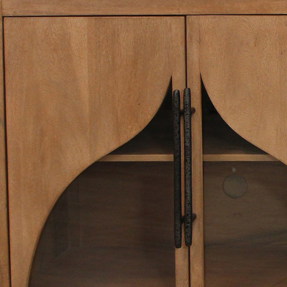 70" Natural Distressed Solid Wood Sideboard with Four Doors