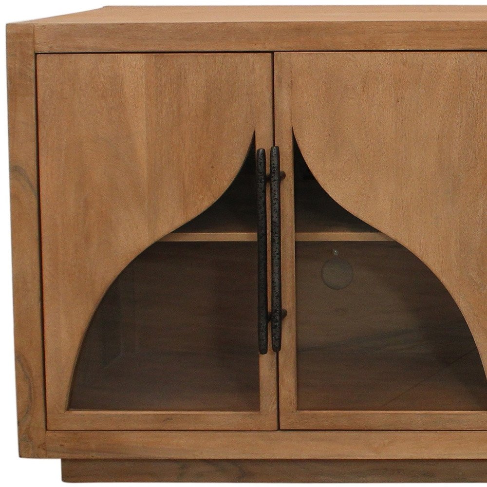 70" Natural Distressed Solid Wood Sideboard with Four Doors