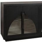 95" Dark Brown Distressed Solid Wood Sideboard with Six Doors