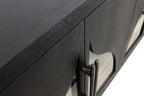 95" Dark Brown Distressed Solid Wood Sideboard with Six Doors