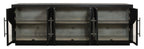 95" Dark Brown Distressed Solid Wood Sideboard with Six Doors