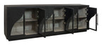 95" Dark Brown Distressed Solid Wood Sideboard with Six Doors