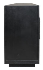 95" Dark Brown Distressed Solid Wood Sideboard with Six Doors