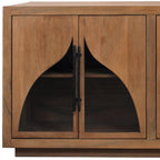 95" Natural Distressed Solid Wood Sideboard with Six Doors