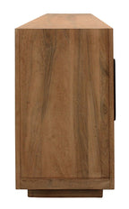 95" Natural Distressed Solid Wood Sideboard with Six Doors